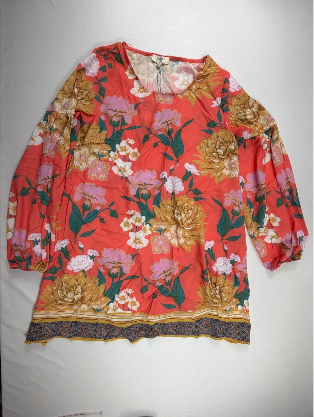 Umgee USA Floral Print Long Sleeve Blouse Size Small